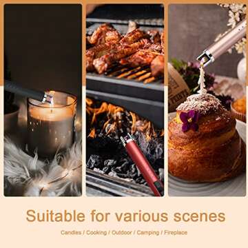 JETPRO USB Rechargeable Candle Lighter Electronic Arc Lighter Windproof Flameless with Safety Button for Camping Cooking BBQ (Gold)