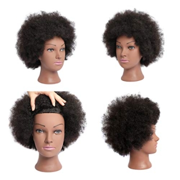 Phamb Afro Mannequin Head for Hair Practice 100% Human Hair