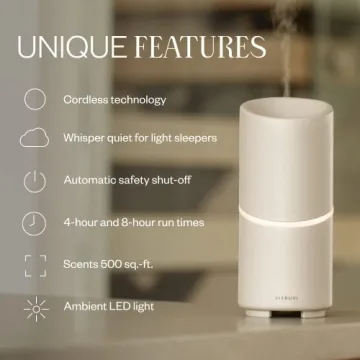 Vitruvi Move Cordless Diffuser for Essential Oils | Ultrasonic Essential Oil Wireless Diffuser | Diffusers for Home, Oil Diffuser, Aromatherapy Diffuser | 4 and 8-Hour Run Times - White
