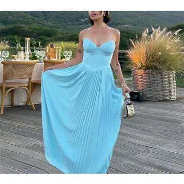 Stylish QNI Strapless Maxi Dress for Summer Elegance