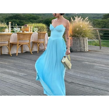 Stylish QNI Strapless Maxi Dress for Summer Elegance