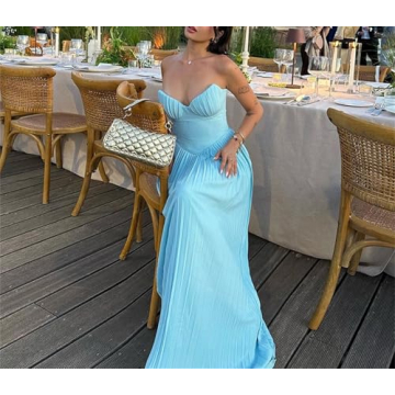 Stylish QNI Strapless Maxi Dress for Summer Elegance
