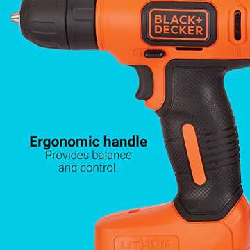 BLACK+DECKER 8V MAX* Cordless Drill + 43 pc. Home Decor Project Kit (BDCD8HDPK)