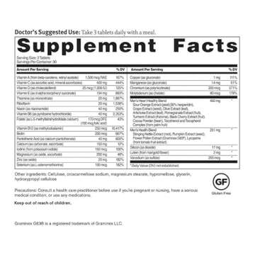 Dr. Sinatra Heart Healthy Multivitamin for Men with Vitamin D 1000 IU, A, B12, C, E, and Zinc, 90 Ta...