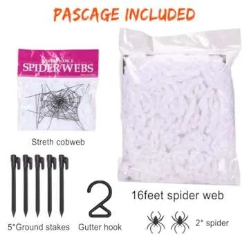 Y-STOP Giant 16 Feet Halloween Spider Web with Spiders