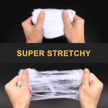 Y- STOP 16 Feet Halloween Decorations, Giant Spider Web with Super Stretch Cobweb Set and 2 Small Spider for Outdoor Graveyard Yard Halloween Decor