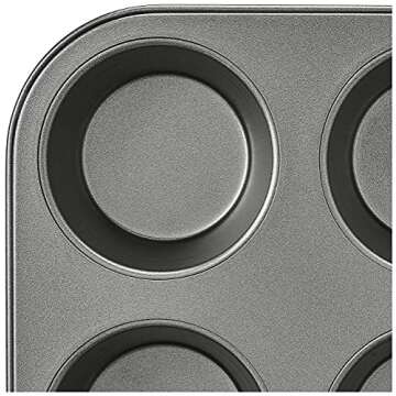 Amazon Basics Nonstick Round Muffin Baking Pan, 12 Cups, Set of 2, Gray, 13.9x10.55x1.22"