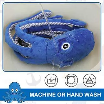 EXPAWLORER Octopus Dog Toy - Long Dog Squeaky Toys Puppy Birthday Gift Soft Stuffed Chew Toy, Crinkle Paper and Built-in Squeaker Durable Interactive Plush Toy for Small Medium Large Dogs, Blue