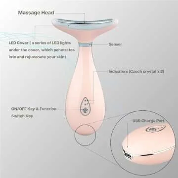 VRAIKO Lily Neck Face Massager, Face Sculpting Tool, Skin Rejuvenation Device with Thermal, Triple Action LED and Vibration, for Anti-Aging, Lifting and Tightening Sagging Skin (Pink)
