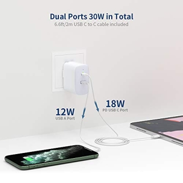 30W Fast Charger for iPad Pro and iPhone with USB C Cord