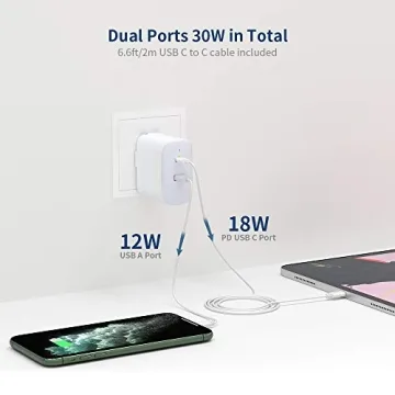 30W Fast Charger for iPad Pro and iPhone with USB C Cord