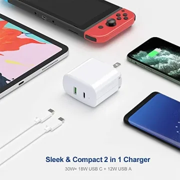 30W Fast Charger for iPad Pro and iPhone with USB C Cord