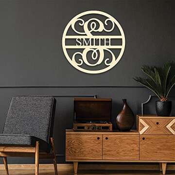 Personalized Wooden Last Name Sign - Wood Circle With Custom Family Name and Letter Signs For Any Room - Housewarming or Wedding Gift - Wall Decor With Letters For Your Home by 48 Hour Monogram