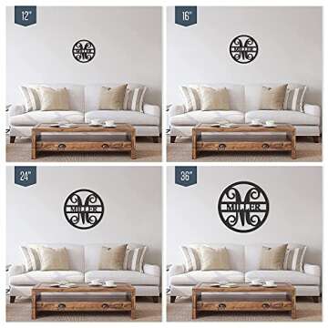 Personalized Wooden Last Name Sign - Wood Circle With Custom Family Name and Letter Signs For Any Room - Housewarming or Wedding Gift - Wall Decor With Letters For Your Home by 48 Hour Monogram