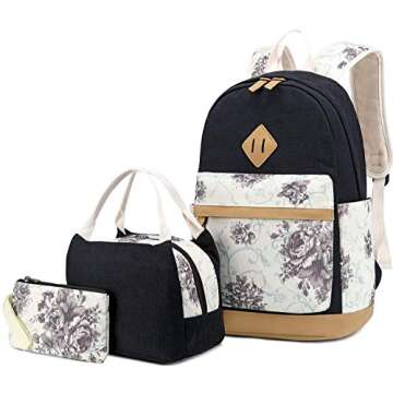 Pawsky School backpack for Teen Girls Women Kids School Bags College Bookbag, 15 Inch Laptop Bag with Lunch Bag and Pencil Case