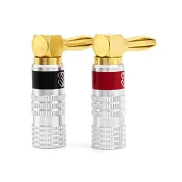 Sewell Silverback Right Angle Banana Plugs, 6 Pairs Quick Connect Gold Plated Speaker Plugs 90 Degree