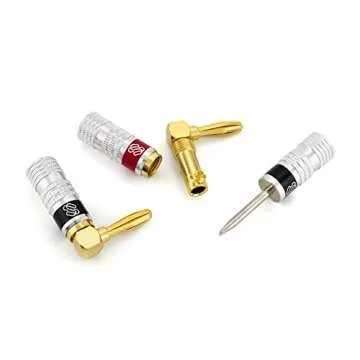 Sewell Silverback Right Angle Banana Plugs, 6 Pairs Quick Connect Gold Plated Speaker Plugs 90 Degree