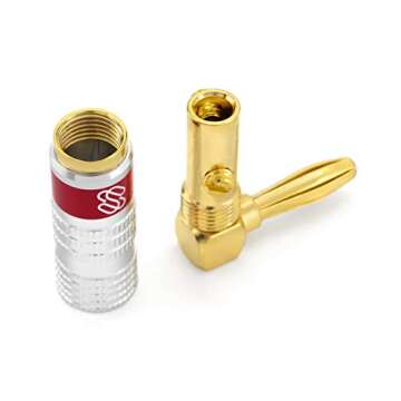 Sewell Silverback Right Angle Banana Plugs, 6 Pairs Quick Connect Gold Plated Speaker Plugs 90 Degree