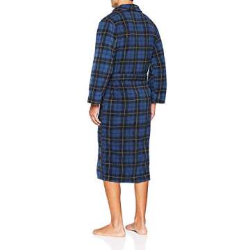 John Christian Men's Fleece Robe Blue Tartan (Small/Medium)