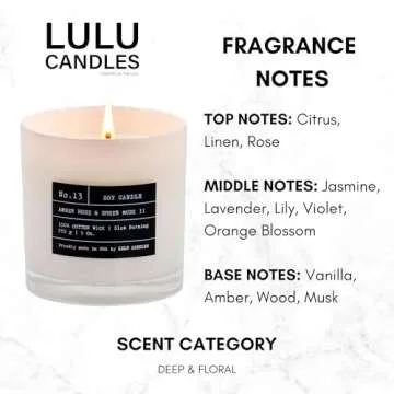 Lulu Candles | Amber, Rose & Sheer Musk II | Luxury Scented Soy Jar Candle | Hand Poured in The USA ...