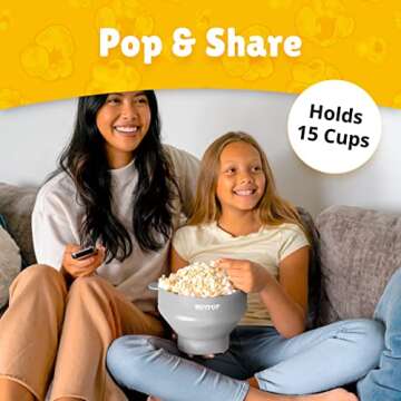 The Original HotPop Silicone Popcorn Maker - Microwave Popcorn Popper - Collapsible Bowl, Heat-Resistant, Easy to Clean, Ideal for Family Movie Nights, 15-Cup Capacity - White
