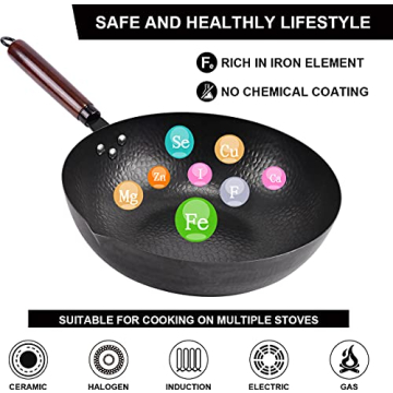 Leidawn 12.8" Carbon Steel Wok Set - 11 Piece Essential Cooking
