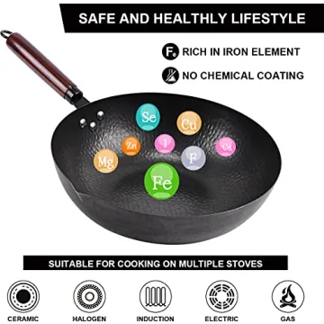 Leidawn 12.8" Carbon Steel Wok Set - 11 Piece Essential Cooking