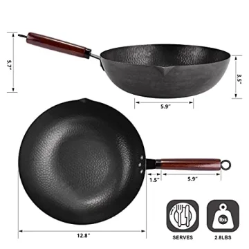 Leidawn 12.8" Carbon Steel Wok Set - 11 Piece Essential Cooking