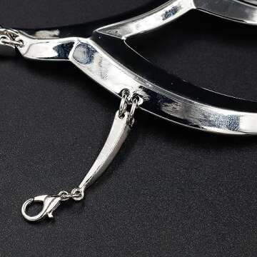 L'VOW Futuristic Silver Steel Half Mask Women Men Cyber Punk Luxury Cosplay Irregular Jewelry Face Chain Cyborg Earring Accessories(Style-3)