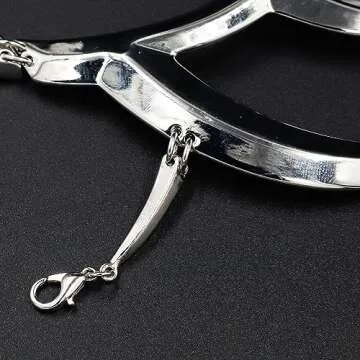 L'VOW Futuristic Silver Steel Half Mask Women Men Cyber Punk Luxury Cosplay Irregular Jewelry Face Chain Cyborg Earring Accessories(Style-3)