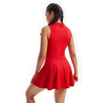 Golf Tennis Dress Workout Athletic Dresses for Women Active Wear Exercise Sport Polo Short Sleeveless with Pockets Shorts Underneath Cute Trendy Clothes 2 Piece Sets Outfits Casual Summer Fall Red Xs