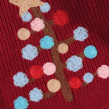 Toddler Christmas Tree Embroidery Knit Sweater Tops