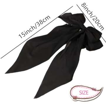 2Pack Satin Oversized Hair Clips and Barrettes - Ribbon Bow Hair Accessories Gifts for Women & Girls