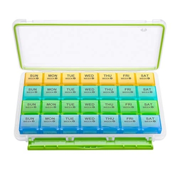 BUG HULL Pill Organizer Monthly, Moisture-Proof 4 Weeks Pill Box, Large Pill Case 28 Day, Medicine O...