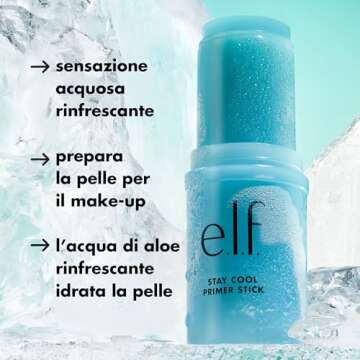 e.l.f. Stay Cool Primer Stick, Hydrating Gel Primer Preps Skin For Makeup, Imparts A Cooling Feel, Infused With Aloe Water, Vegan & Cruelty-Free