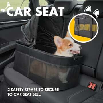 3 in 1 Folding Dog Stroller, Zoosky Pet Stroller for Small/Medium Dogs, Cat Stroller w/Removable Carrier, Car Seat, Sun Shades, Waterproof Small Dog Stroller, All Terrain Cat Stroller for 2 Cats