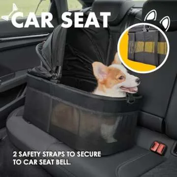 3 in 1 Folding Dog Stroller, Zoosky Pet Stroller for Small/Medium Dogs, Cat Stroller w/Removable Carrier, Car Seat, Sun Shades, Waterproof Small Dog Stroller, All Terrain Cat Stroller for 2 Cats