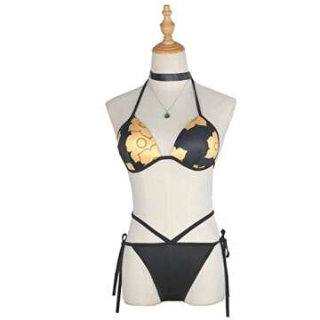 My Dress Up Darling Cosplay Kitagawa Swimsuit Anime Bathing Suit Set Summer Bikini (S, Black)
