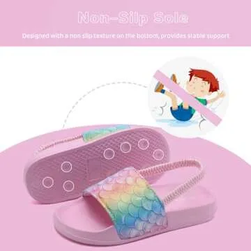 WateLves Toddler Boys Girls Slides Sandals for Swim Beach Kids Water Shoes Casual Slippers (Fishscale/Rainbow-30/31)