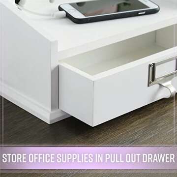 Organize It All Charging Station Dock & Organizer with Drawer | Multi-Use | Phone & Tablet | Desktop | Countertop | Organizer and Storage | Office | Bedroom | White