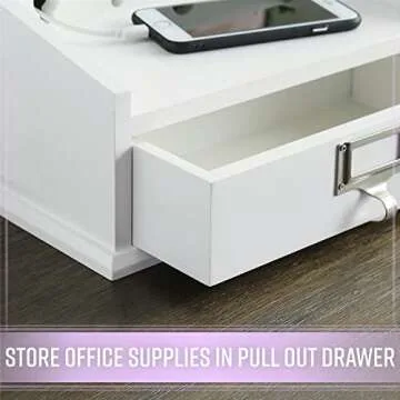 Organize It All Charging Station Dock & Organizer with Drawer | Multi-Use | Phone & Tablet | Desktop | Countertop | Organizer and Storage | Office | Bedroom | White