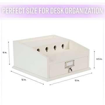 Organize It All Charging Station Dock & Organizer with Drawer | Multi-Use | Phone & Tablet | Desktop | Countertop | Organizer and Storage | Office | Bedroom | White