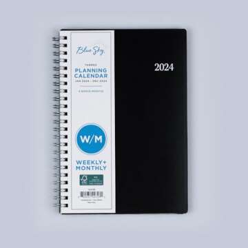 Blue Sky 2024 Weekly and Monthly Planner, January - December, 5" x 8", Flexible Cover, Wirebound, Enterprise (144726)
