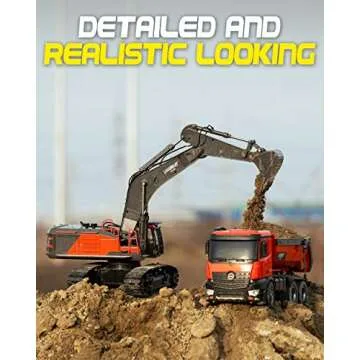 LAEGENDARY 1:14 Scale Large RC Excavator for Boys and Adults – Compatible with Excavators RC Construction Vehicles - 10 Channel Full Functional - Metal and Plastic Parts – 2 Batteries, 2 Chargers