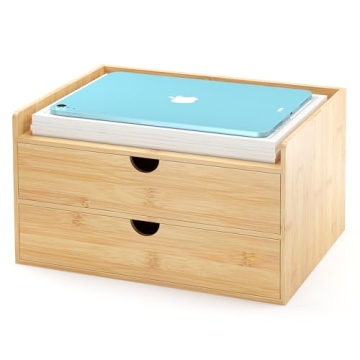 Wisuce Bamboo Desk Drawer Organizer with 2 Drawers for Home & Office
