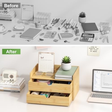 Wisuce Bamboo Desk Drawer Organizer for All Storage Needs