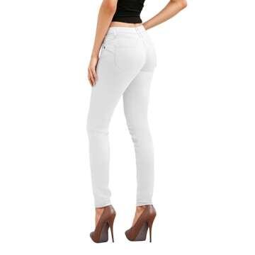 Hybrid & Company Women's Butt Lift Stretch Denim Jeans P37378SK White 7