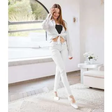 Hybrid & Company Women's Butt Lift Stretch Denim Jeans P37378SK White 7