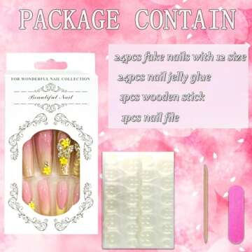 Vezocim Extra Long Coffin Press on Nails - 24 Pcs Delightful Designs