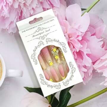 Vezocim Extra Long Coffin Press on Nails - 24 Pcs Delightful Designs